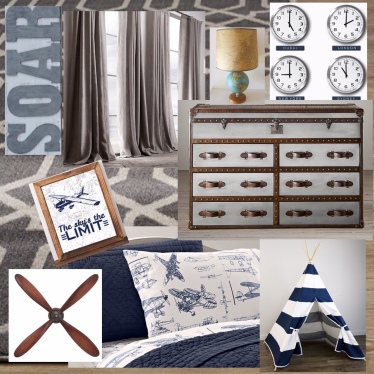 Design Board - Inspiration for Airplane Themed Boy Bedroom
